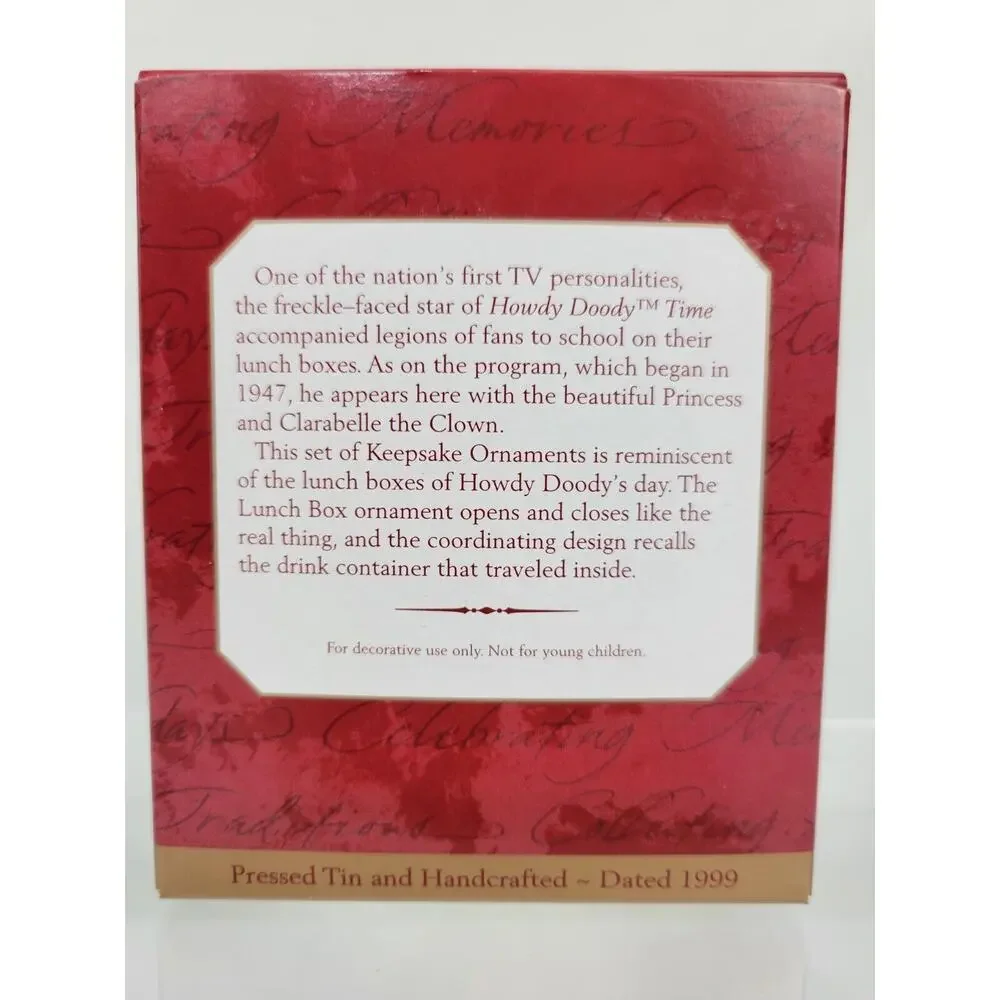 2pc Christmas Ornament Howdy Doody Lunch Box Lunchbox Hallmark Keepsake 1999 NIB